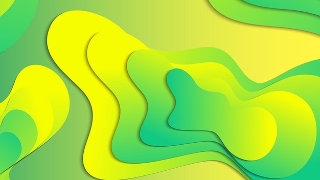 Green and yellow gradient fluid wave abstract background