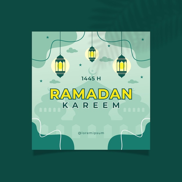 Vector green yellow modern ramadan kareem media social post