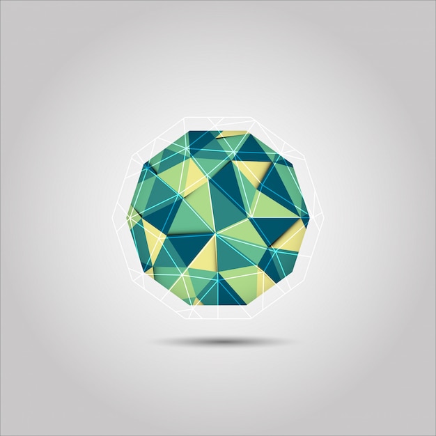 Green and Yellow sphere mosiac polygon shape vector icon