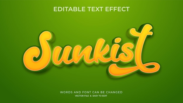 Vector a green and yellow text effect with the word sunkis on it