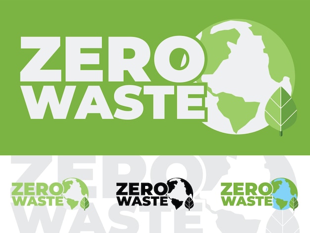 Green Zero Waste Globe Logo Badge Collection Premium EPS 10 Elegant Vector