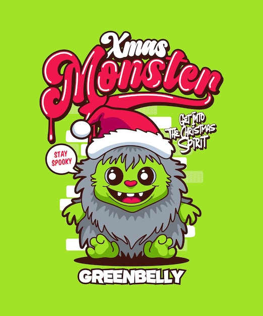 Greenbelly Funny Xmas Cartoon Illustration