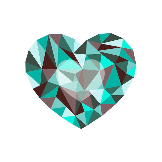 Greenburgundy polygonal heart a symbol of valentine's day stock vector