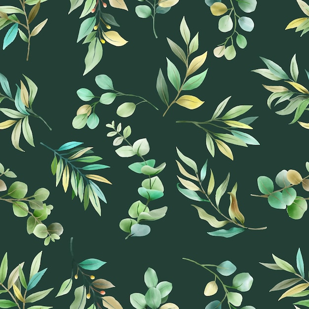Vector greenery eucalyptus watercolor seamless pattern