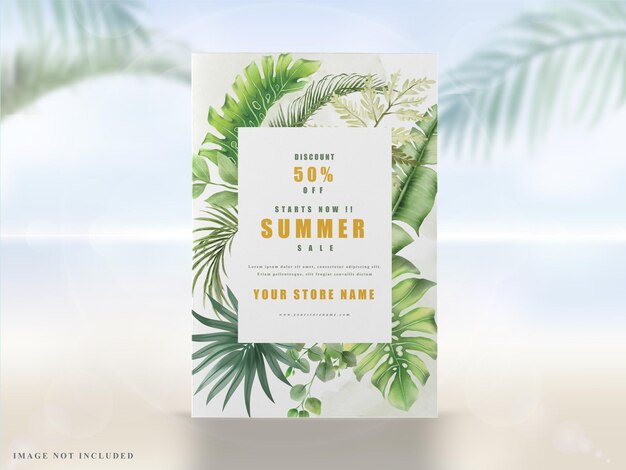 Greenery exotic leaves summer banner