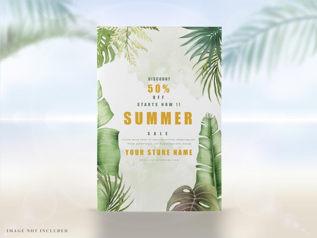 Greenery exotic leaves summer banner