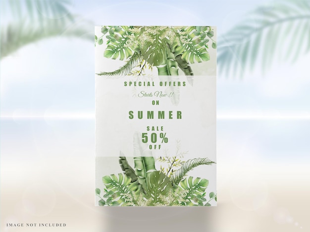 Vector greenery exotic leaves summer banner