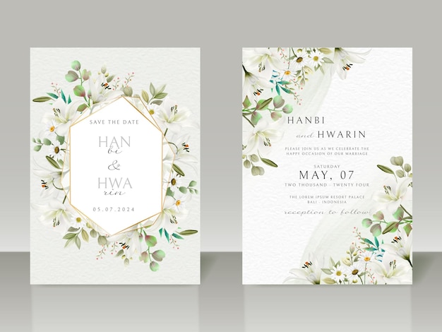 Greenery floral wedding invitation card