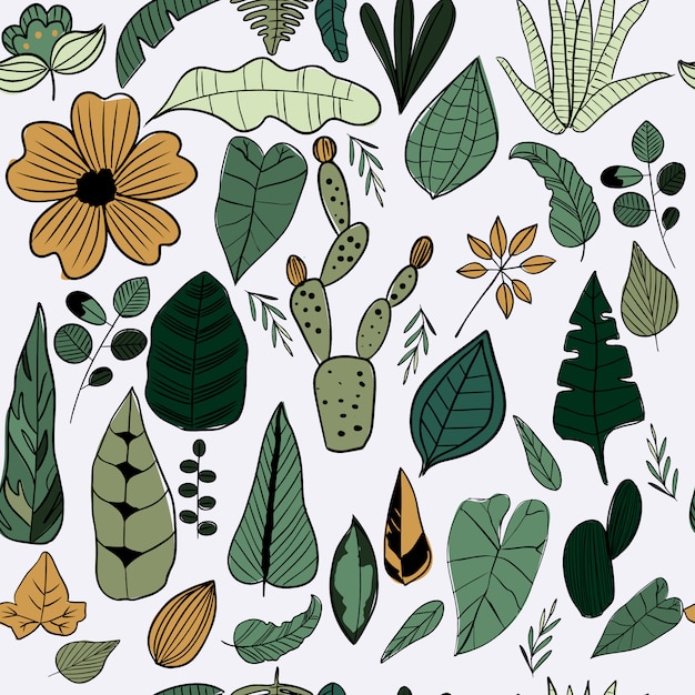 Vector greenery leaves seamless pattern