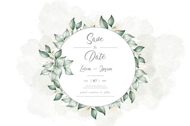 Greenery watercolor floral frame template