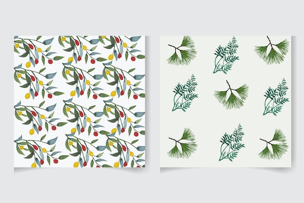 花の葉と枝の構成で緑の水彩画の花のシームレスなパターンデザイン