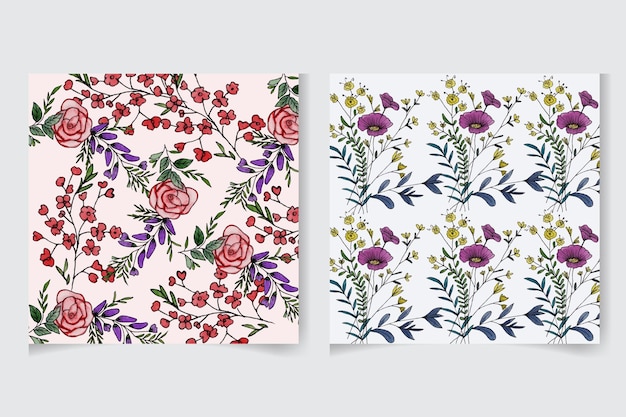 꽃 잎과 가지 구성과 녹지 수채화 꽃 원활한 패턴 디자인