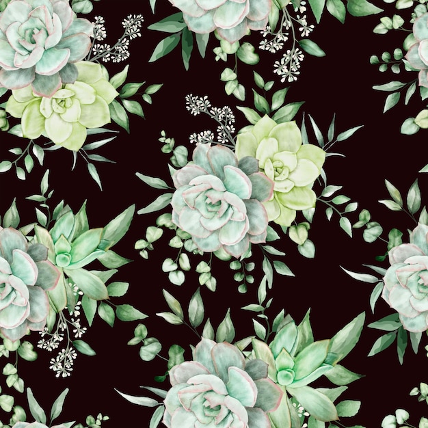 Vector greenery watercolor floral seamless pattern design