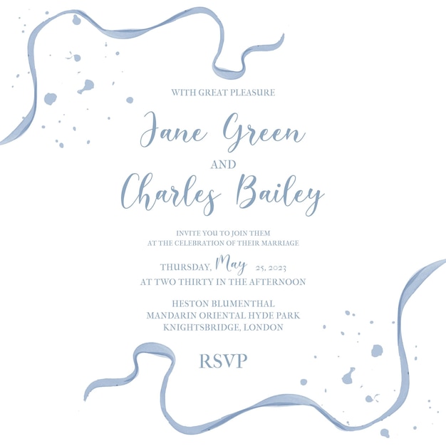 Vector greenery watercolor floral wedding invitation template card design in rustic style