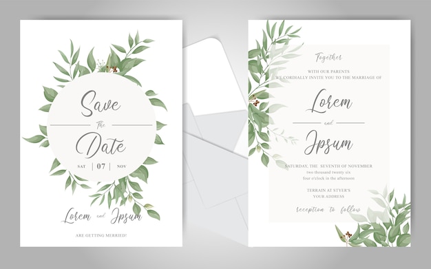 Set di carte di invito matrimonio verde