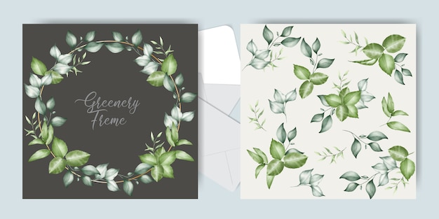 緑の結婚式の招待カードテンプレート