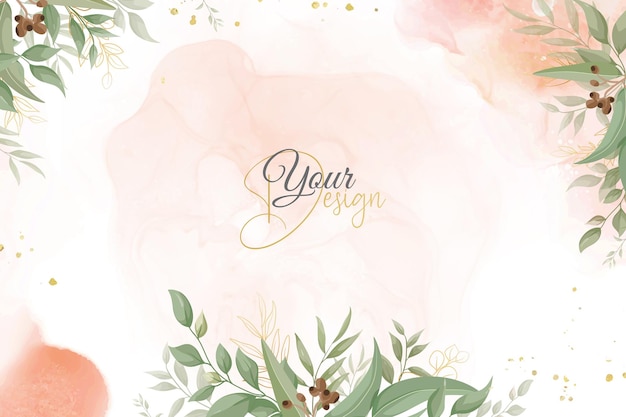 エレガントな花と水彩の緑の結婚式の招待状のデザイン