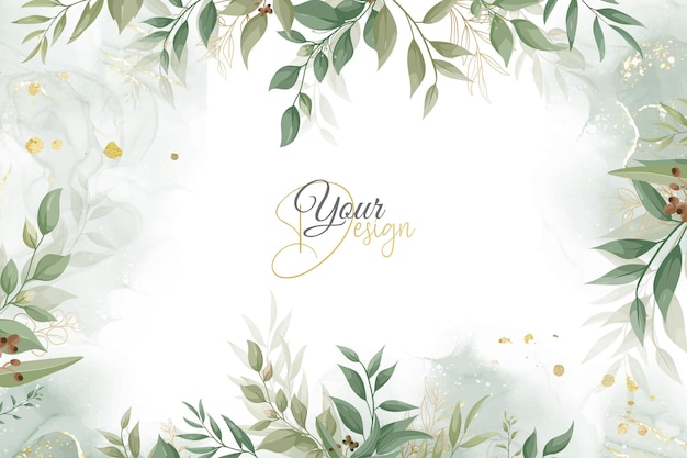 Greenery wedding invitation design with  elegant floral and watercolor