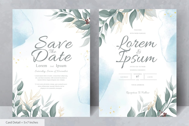 Greenery Wedding Invitation Design with Elegant Floral and Watercolor