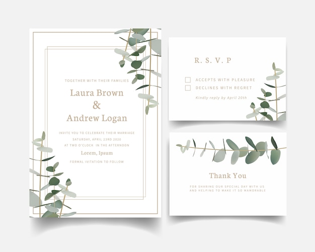 Greenery wedding invitation