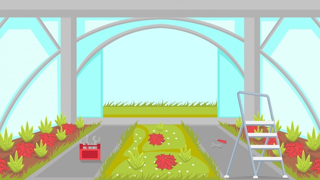 Greenhouse bouwproces vectorillustratie