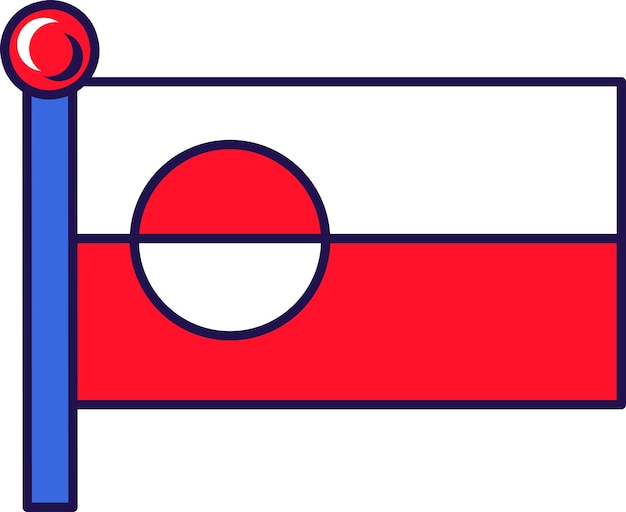 Greenland country national flag on flagpole vector