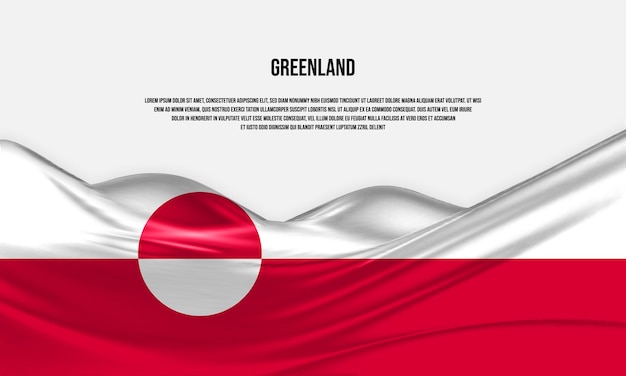 Дизайн флага гренландии. развевающийся флаг гренландии из атласной или шелковой ткани. векторная иллюстрация.