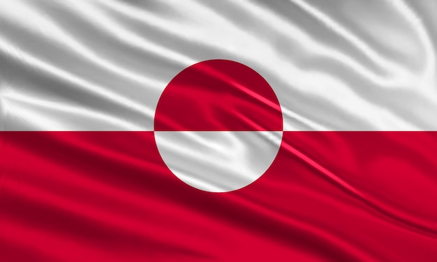 greenland flag design. waving greenland flag made of satin or silk fabric. vector illustration.