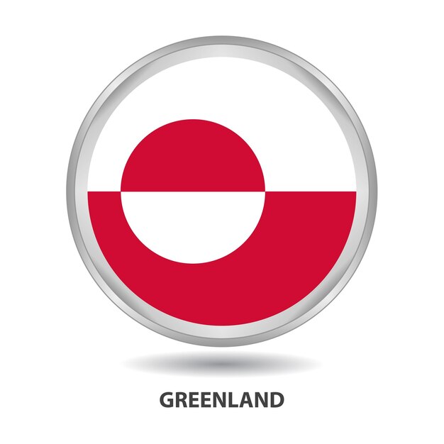 Greenland round flag design is used as badge, button, icon, wall painting