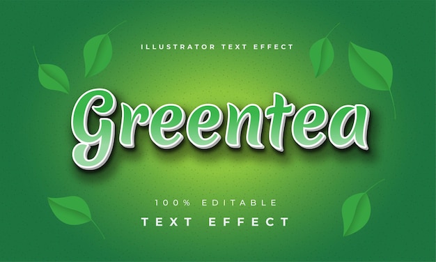 Effetto di testo di greentea illustratore moderno Vettore Premium