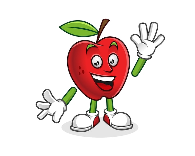 Vector greeting apple mascot