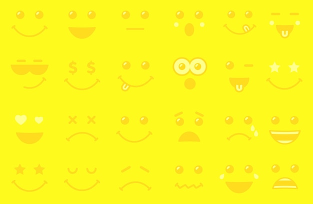 Saluto il concetto di sfondo con icone sorridenti. emoticon impostate. collezione creativa. disegno vuoto.