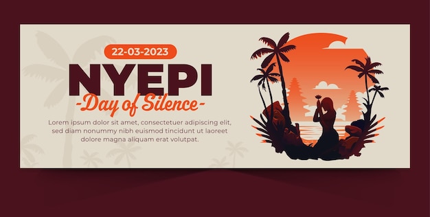 Saluto bali day of silence o modello di progettazione dell'intestazione hari raya nyepi