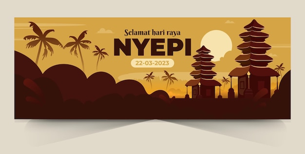 Greeting Bali Day of Silence or Hari Raya Nyepi header design template