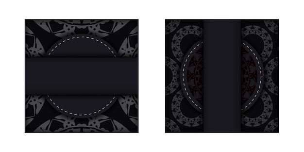 Greeting brochure in black with vintage pattern