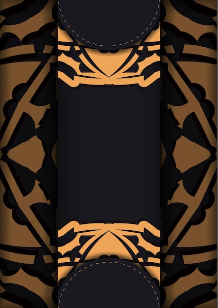 Greeting Brochure in dark color with orange vintage ornament