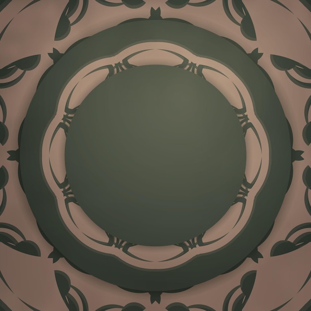 タイポグラフィ用に準備されたギリシャの茶色のパターンと緑色の挨拶パンフレットテンプレート。