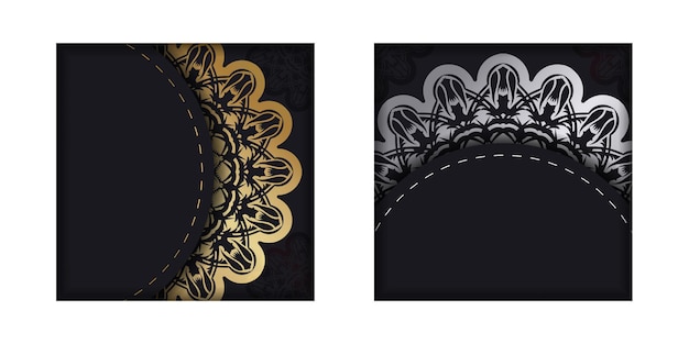 Greeting card in black with vintage gold ornaments for your design.