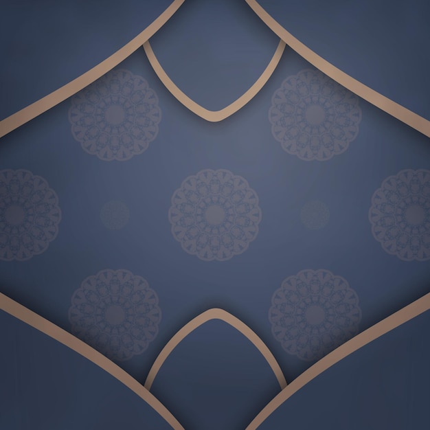 Greeting card in blue with luxurious brown ornamentation ready for printing.