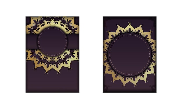 Greeting card in burgundy color with Greek gold pattern for your congratulations.