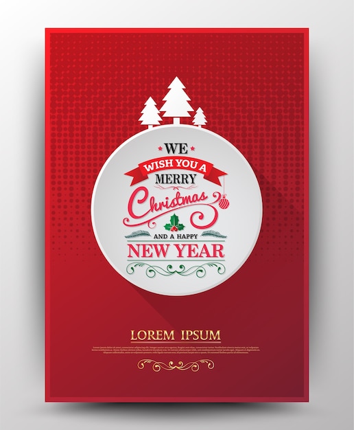 Greeting card for Christmas and Happy New Year lettering 