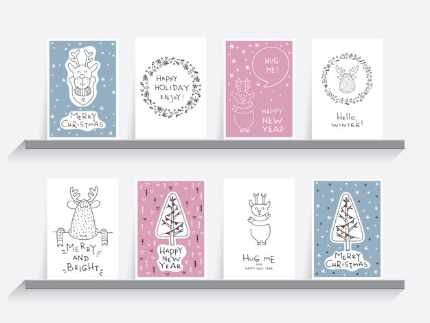 Vector greeting card christmas set