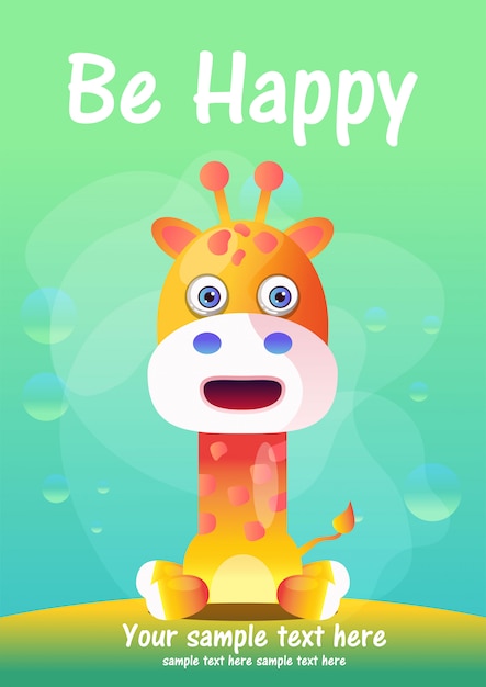 Greeting card Cute giraffe Cartoon