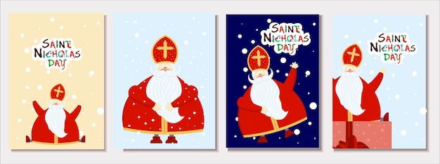 Greeting card for the day of st nicholas sinterklaas winter religious holiday st nicholas or mikulas