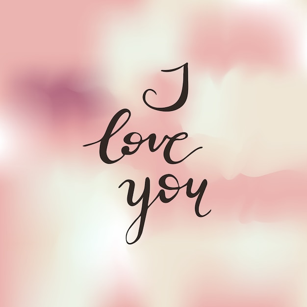 Greeting card design with lettering I love you. Vector illustration.