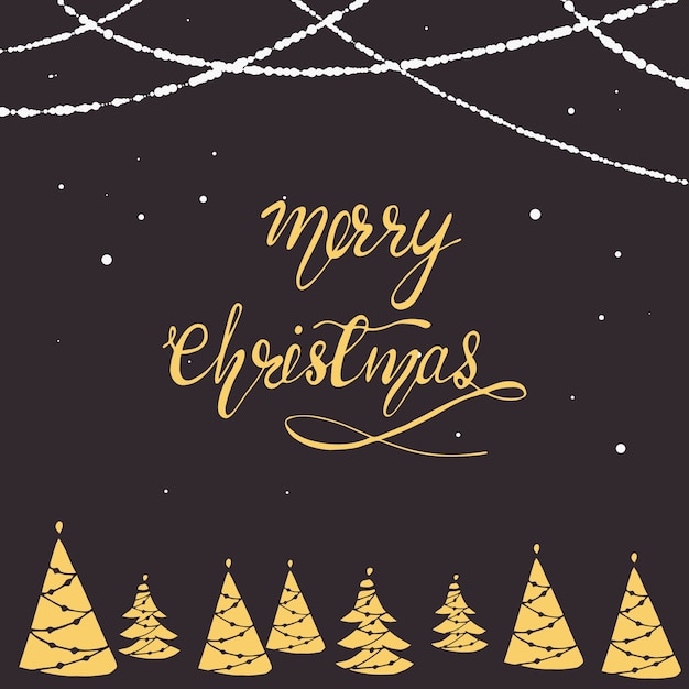 Greeting card design with lettering merry christmas. vector illustration.