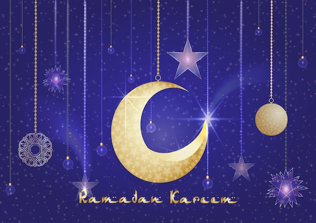 Biglietto di auguri con testo ramadan kareem per il festival musulmano