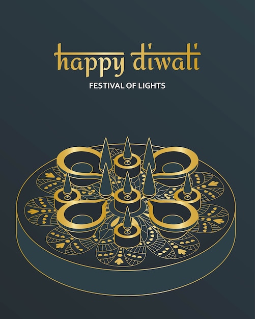 Biglietto di auguri per la celebrazione del festival diwali in india.