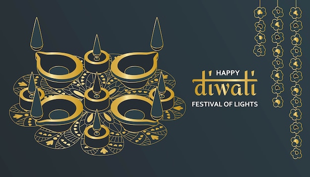 Biglietto di auguri per la celebrazione del festival diwali in india.