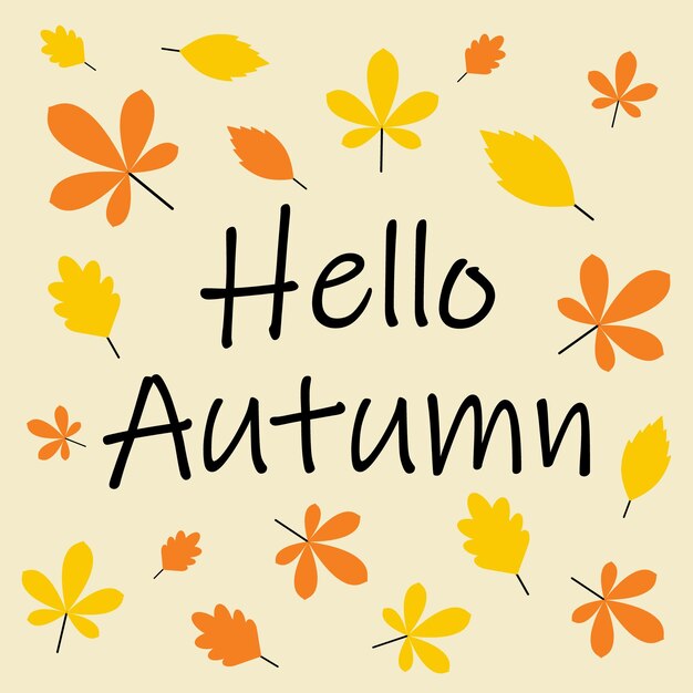 Greeting card Hallo herfst met herfst bladeren vector